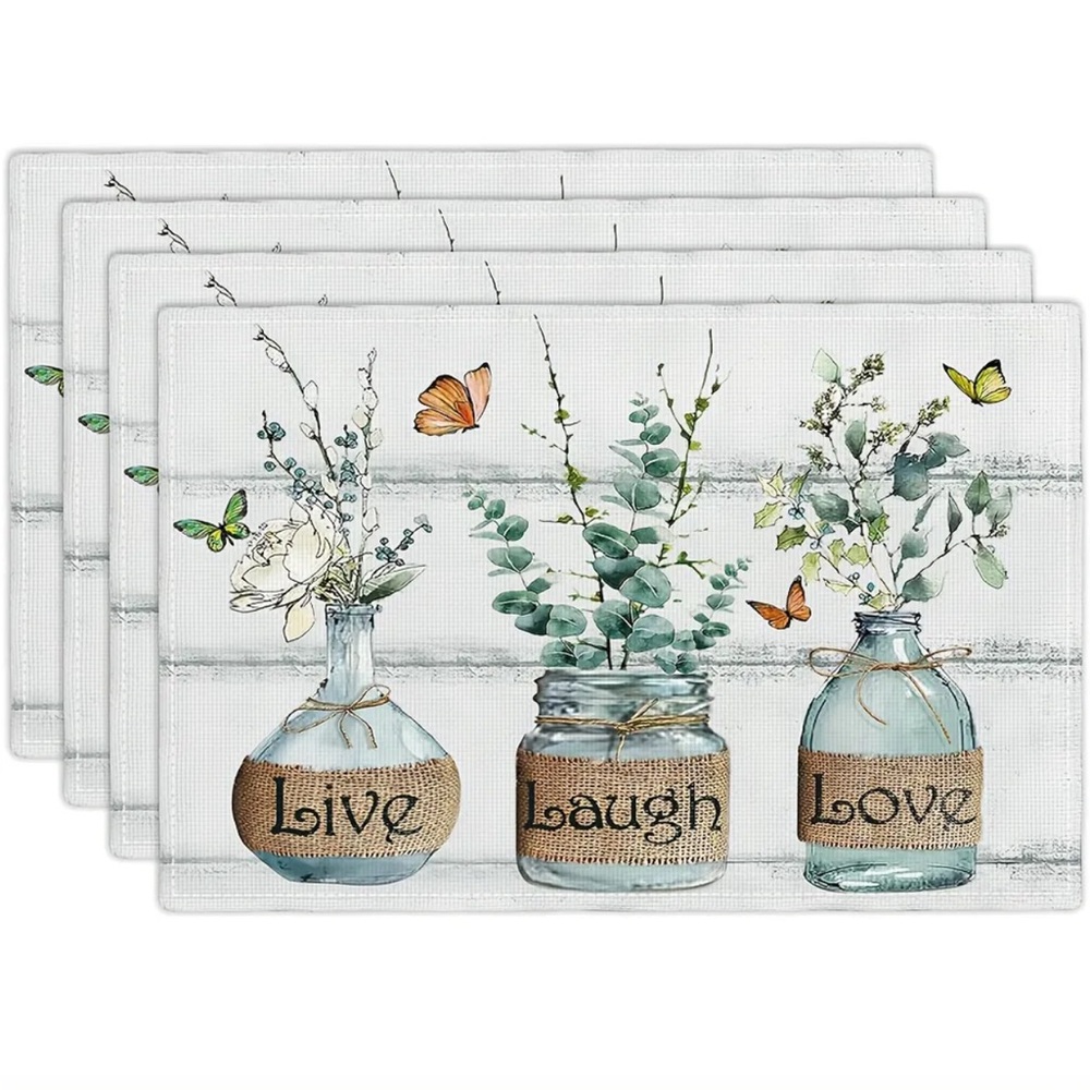 Eucalyptus Inspirational Glass Jar Placemats, Set of 4